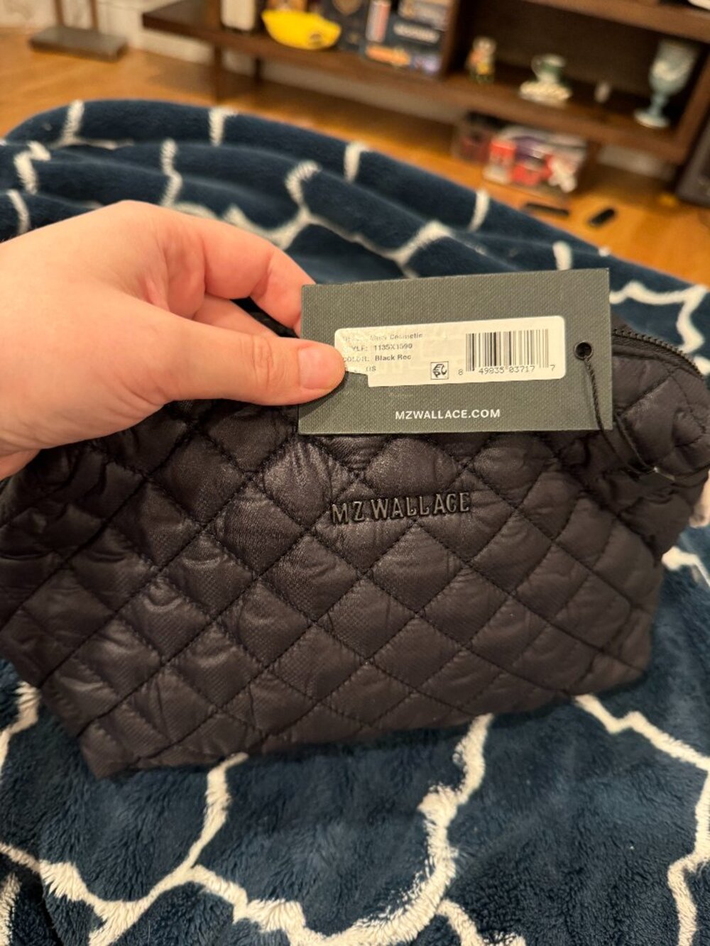 NWT MZ Wallace Metro Cosmetic Black Quilted Makeup Travel Pouch